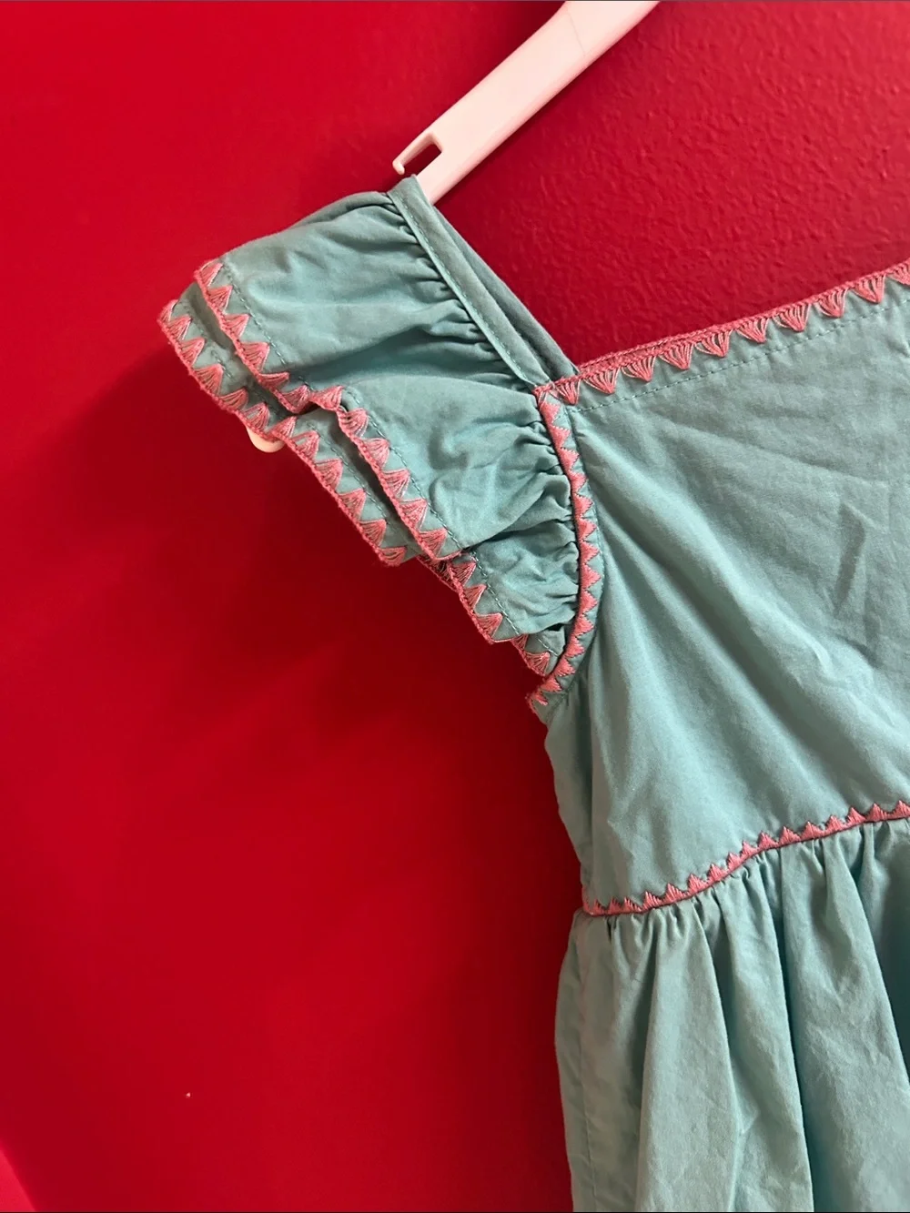 Matilda Jane Teal Dress with Pink Trim size 6